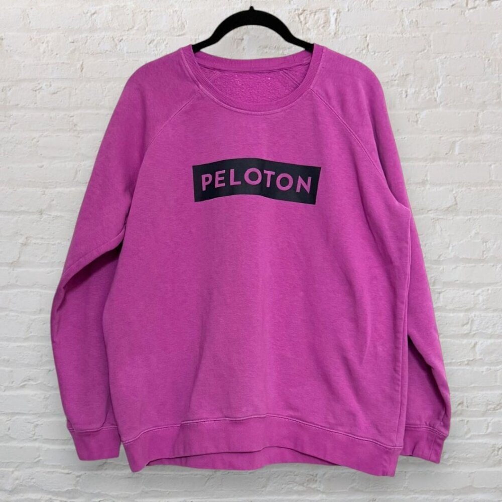 PELOTON Purple Pink Crewneck Pullover Logo Sweatshirt Athletic Size M